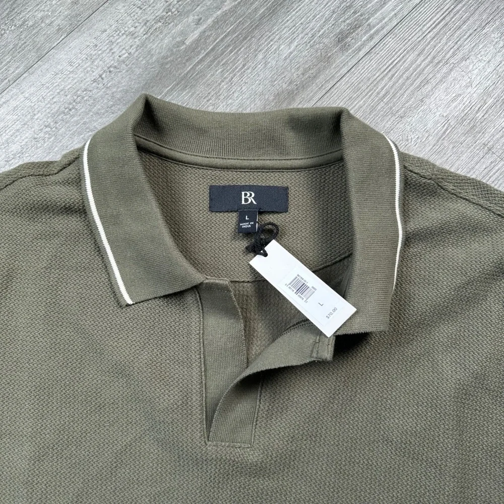 Banana Republic Olive Green Piped Polo Shirt Men's Large NWT